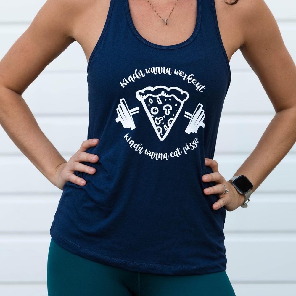 NWOT Barbells and Pizza Tank Top